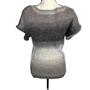 Charlotte Russe Ombre Knit Sweater L Gray Cozy Fitted Short Sleeve